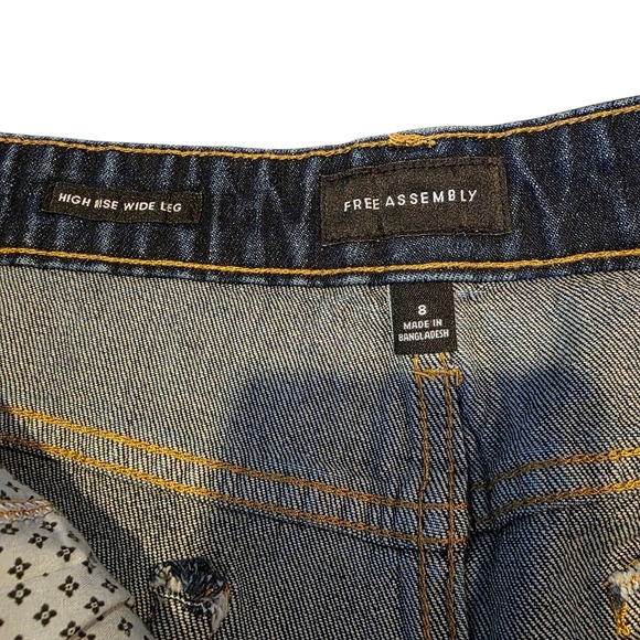 Free Assembly Womens High Rise Wide Leg Jeans Dark Wash Denim Size 8 NWT - Picture 3 of 12